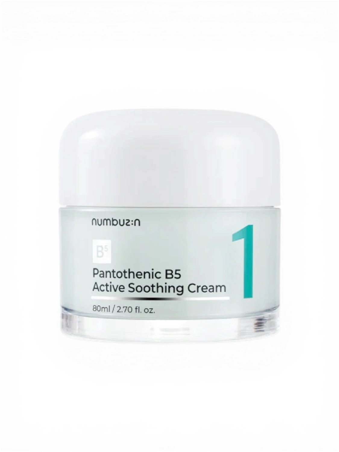 numbuzin No.1 Pantothenic B5 Active Soothing Cream veido kremas riebiai odai su niacinamidu, cinku ir centella asiatica